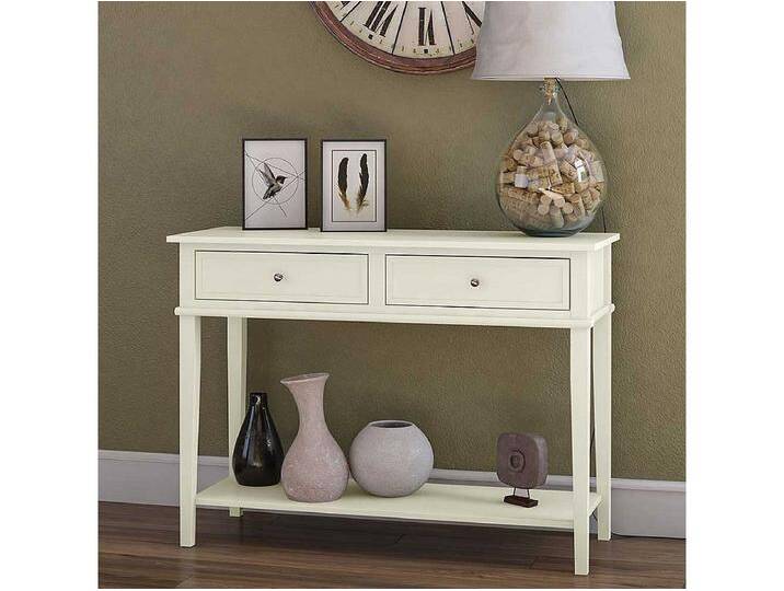 Landhaus Konsolen Tisch in Cremefarben zwei Schubladen Landhaus Konsolen Tisch in Cremefarben zwei Schubladen von Kauf-Unique Marketplace