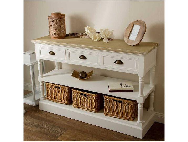 Landhaus Konsolentisch mit Körben Weiß Landhaus Konsolentisch mit Körben Weiß von Kauf-Unique Marketplace