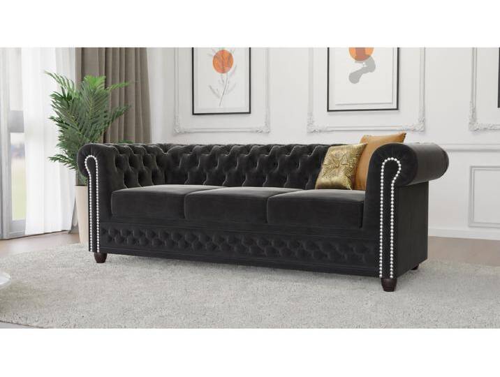 Liv 3-Sitzer Chesterfield Sofa Samt Bezug von Kauf-Unique Marketplace