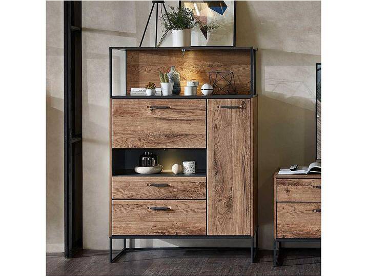 Loft Design Highboard in Eiche dunkel Optik und Dunkelgrau Klappe Loft Design Highboard in Eiche dunkel Optik und Dunkelgrau Klappe von Kauf-Unique Marketplace