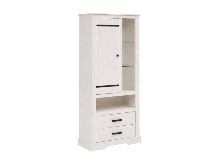 Loki Vitrine mit 1 Tür und 2 Schubladen in Weißkiefer Loki Vitrine mit 1 Tür und 2 Schubladen in Weißkiefer von Kauf-Unique Marketplace