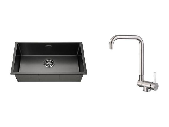 Lonheo Max Einzelbecken Küchenspüle 74*44*20CM, Gebürsteter Edelstahl mit Siphon und Überlauf + Ausziehbarer Brause Küchenarmatur Dunkelgrau 360° Drehbar von Kauf-Unique Marketplace