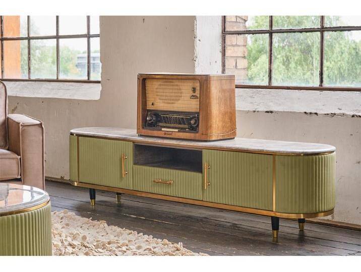 Lowboard - Grün Kunstleder - MARIA Lowboard - Grün Kunstleder - MARIA von Kauf-Unique Marketplace