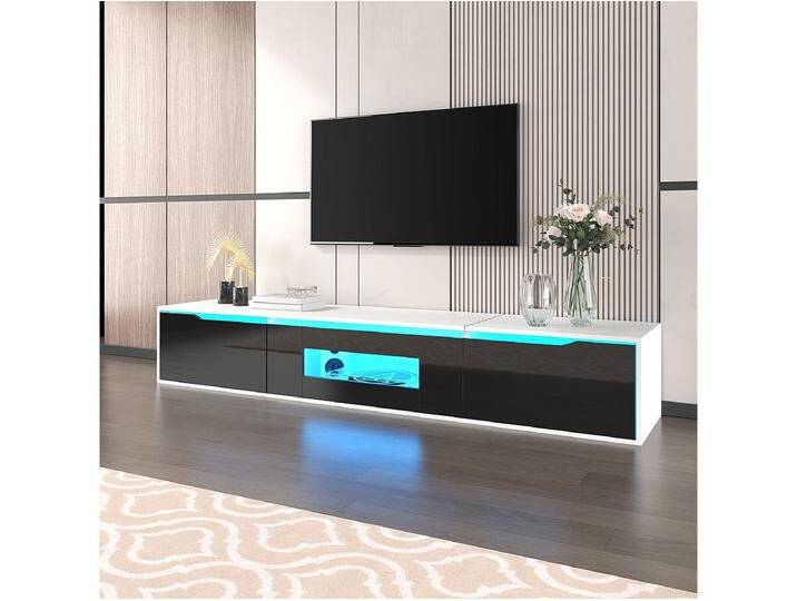 Lowboard Hochglanz-TV-Schrank mit farbwechselndem LED-Licht (180 × 30 × 35cm), TV-Board Fernsehschrank für Wohnzimmer Schlafzimmer von Kauf-Unique Marketplace