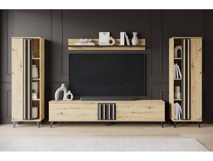 MINIO go for it, Wohnwand HURON I Eiche Artisan/Schwarz von Kauf-Unique Marketplace