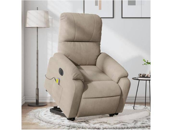 Massagesessel Aufstehhilfe Elektrisch Taupe Mikrofasergewebe von Kauf-Unique Marketplace