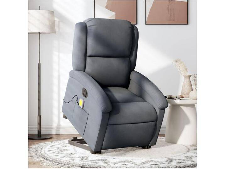 Massagesessel mit Aufstehhilfe Elektrisch Dunkelgrau Samt von Kauf-Unique Marketplace