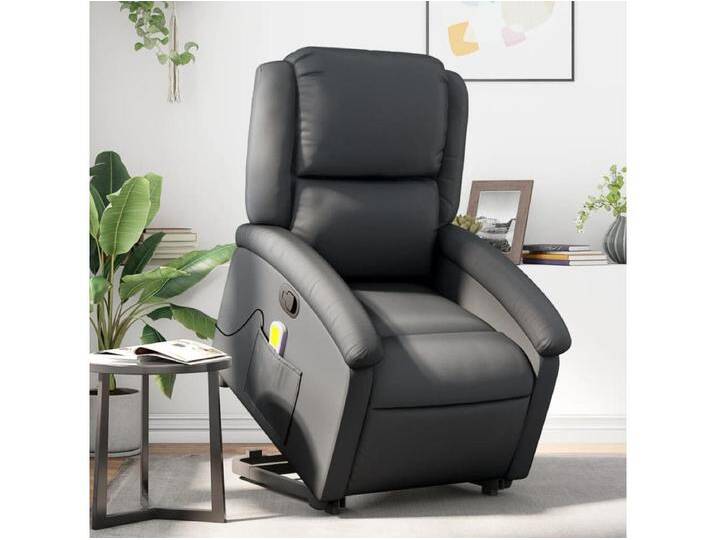 Massagesessel mit Aufstehhilfe Schwarz Echtleder von Kauf-Unique Marketplace
