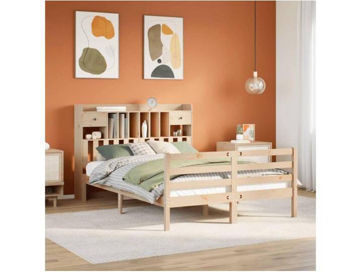Massivholzbett mit Regal ohne Matratze 160x200 cm Kiefernholz von Kauf-Unique Marketplace