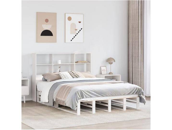 Massivholzbett mit Regal ohne Matratze Weiß 120x190 cm von Kauf-Unique Marketplace