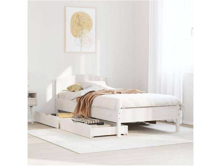 Massivholzbett ohne Matratze Weiß 75x190 cm Kiefernholz von Kauf-Unique Marketplace