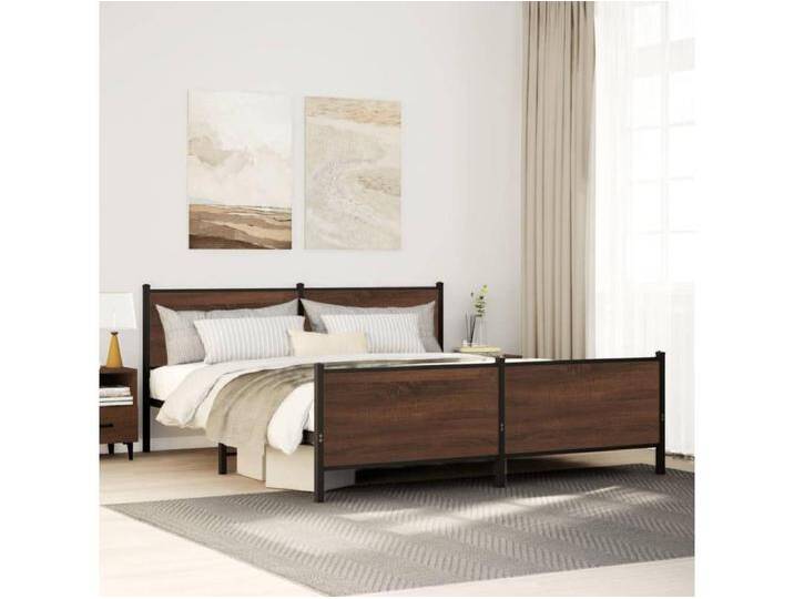 Metallbett ohne Matratze Braun Eichen-Optik 183x213 cm von Kauf-Unique Marketplace