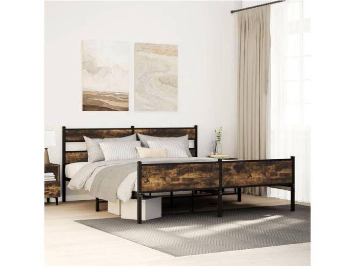 Metallbett ohne Matratze Räuchereiche 180x200 cm von Kauf-Unique Marketplace