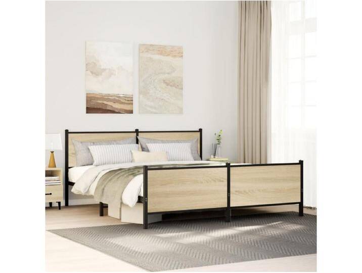 Metallbett ohne Matratze Sonoma-Eiche 183x213 cm von Kauf-Unique Marketplace