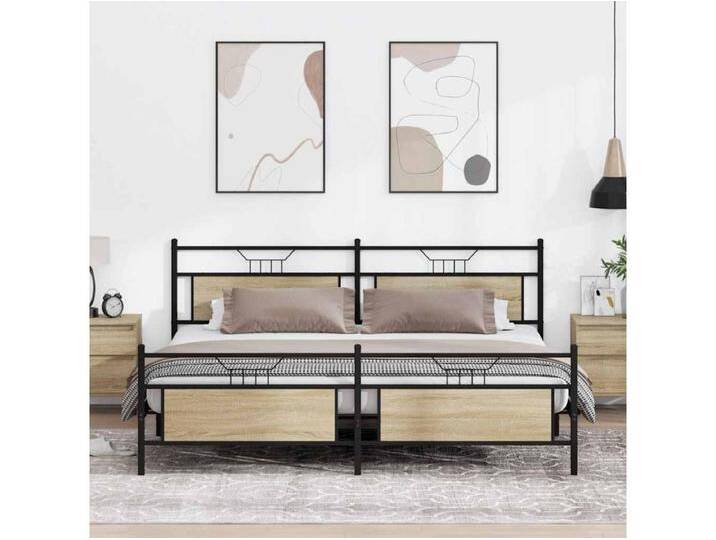 Metallbett ohne Matratze Sonoma-Eiche 200x200 cm von Kauf-Unique Marketplace
