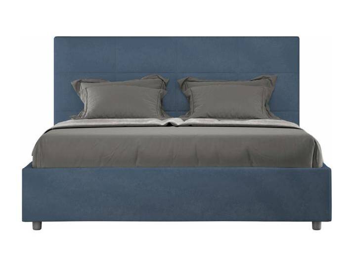 Mika blaues gepolstertes Stauraumbett aus Mikrofaser, 140 x 200 von Kauf-Unique Marketplace