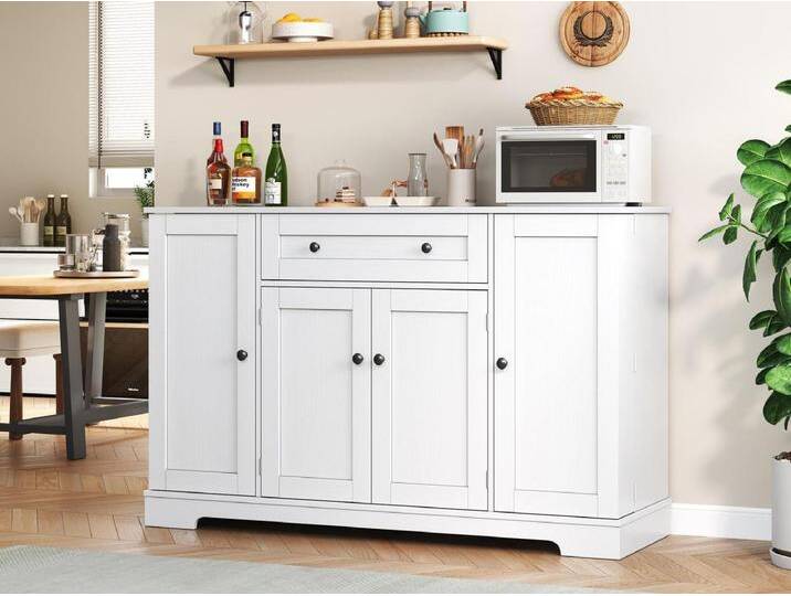 Moderne Anrichte 138×40×85 cm - mit 2 Türen und 1 Schublade - 2 Regaltüren - weiß Moderne Anrichte 138×40×85 cm - mit 2 Türen und 1 Schublade - 2 Regaltüren - weiß von Kauf-Unique Marketplace
