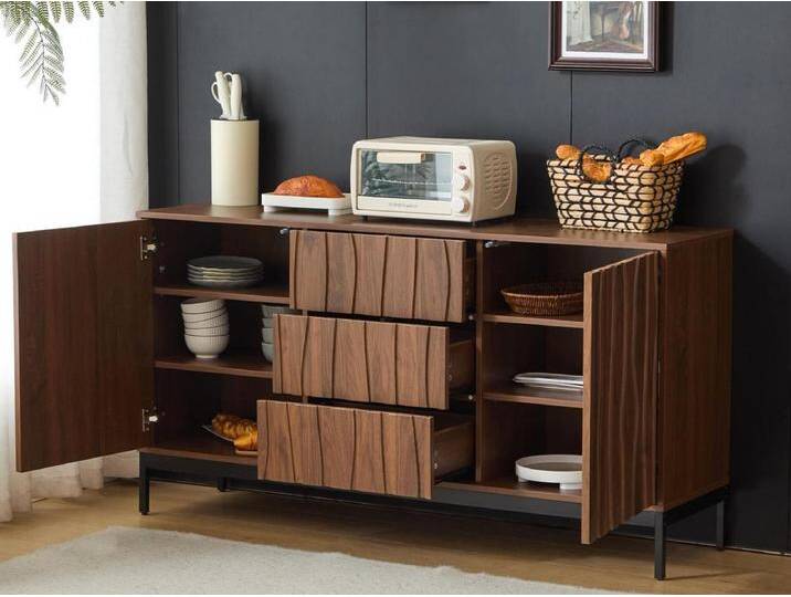 Moderne Anrichte 150×40×80 cm - mit 2 Türen und 3 Schubladen - braun von Kauf-Unique Marketplace