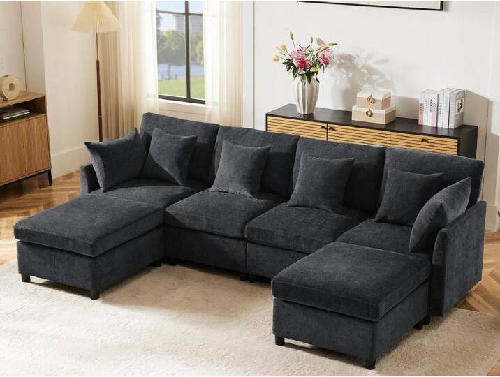 Moderne L-Form Eckcouch - mit abnehmbarer Fußstütze - 4-Sitzer - Grau Moderne L-Form Eckcouch - mit abnehmbarer Fußstütze - 4-Sitzer - Grau von Kauf-Unique Marketplace