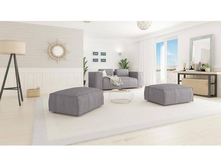 Moderner Fußhocker Vera aus Cord mit weichem Sitz Moderner Fußhocker Vera aus Cord mit weichem Sitz von Kauf-Unique Marketplace