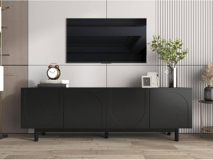 Moderner TV-Schrank – mit verstellbaren Einlegeböden – aus Spanplatte – Schwarz von Kauf-Unique Marketplace