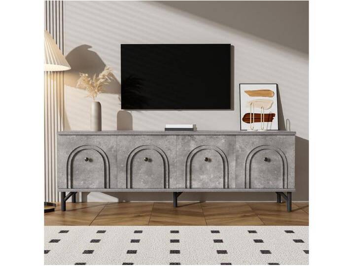 Modernes 4-türiges TV-Board in Grau, 160 cm, mit Soft-Close-Scharnieren und elegantem Design. Ideal für den Entertainment-Bereich. Modernes 4-türiges TV-Board in Grau, 160 cm, mit Soft-Close-Scharnieren und elegantem Design. Ideal für den Entertainment-Bereich. von Kauf-Unique Marketplace