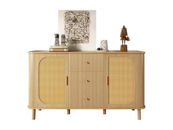 Modernes Sideboard - 140 x 40 x 80 cm - mit 3 Schubladen + 2 Türen - Holzoptik - MDF - Natur Modernes Sideboard - 140 x 40 x 80 cm - mit 3 Schubladen + 2 Türen - Holzoptik - MDF - Natur von Kauf-Unique Marketplace