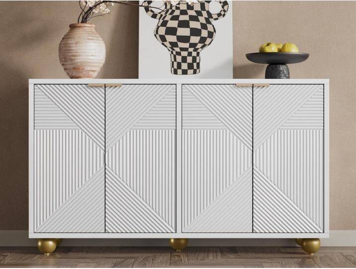 Modernes Sideboard – 2 Türen mit verstellbaren Einlegeböden – Weiß von Kauf-Unique Marketplace