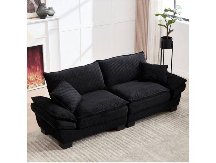 Modernes und schlichtes Doppelsofa - 224 x 81 x 81 cm - mit Bettdecke - Samt - Schwarz Modernes und schlichtes Doppelsofa - 224 x 81 x 81 cm - mit Bettdecke - Samt - Schwarz von Kauf-Unique Marketplace