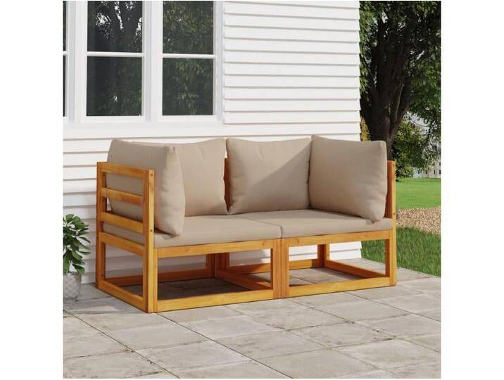 Modular-Ecksofas 2 Stk. mit Kissen Taupe Massivholz Akazie von Kauf-Unique Marketplace