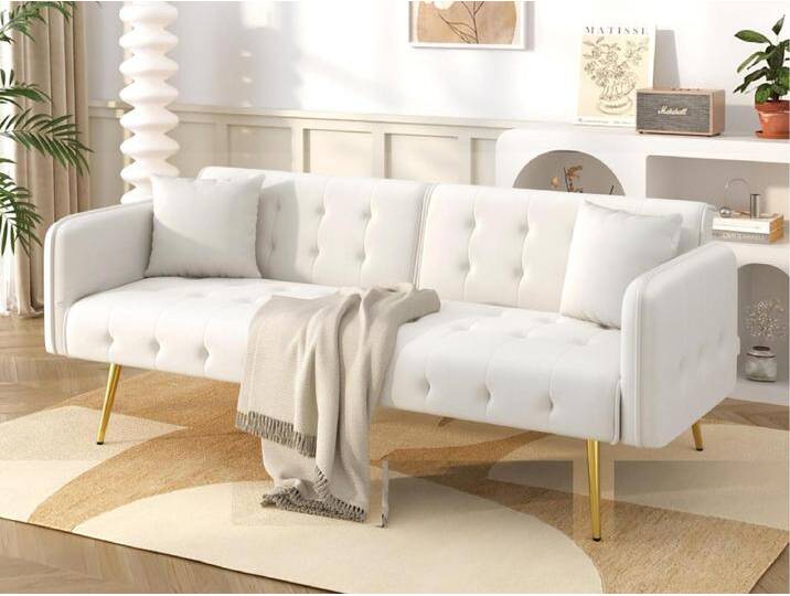 Multifunktionales Doppelsofa - Verstellbare Rückenlehne - Verstellbare Armlehnen - Samt - Weiß Multifunktionales Doppelsofa - Verstellbare Rückenlehne - Verstellbare Armlehnen - Samt - Weiß von Kauf-Unique Marketplace