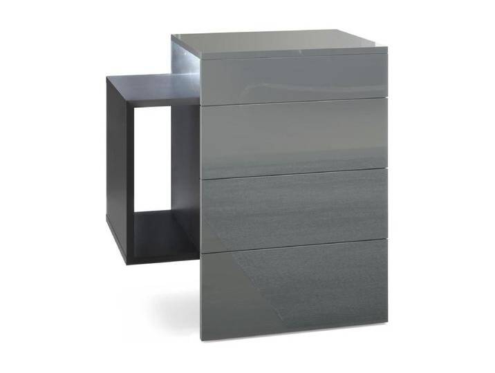 NACHTTISCH Queens Front in Grau Hochglanz von Kauf-Unique Marketplace