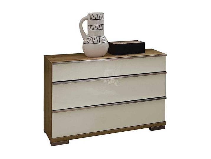 Nachtkommode in Eiche Bianco und Beige glasbeschichtet drei Schubladen Nachtkommode in Eiche Bianco und Beige glasbeschichtet drei Schubladen von Kauf-Unique Marketplace