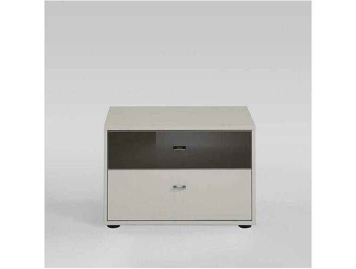 Nachtkommode in Weiß Grau Braun Glas beschichtet von Kauf-Unique Marketplace