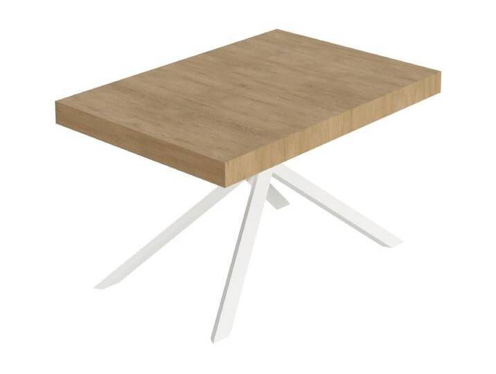 Niket Ausziehtisch 120/204x80 cm Natur-Eiche weiße Beine von Kauf-Unique Marketplace