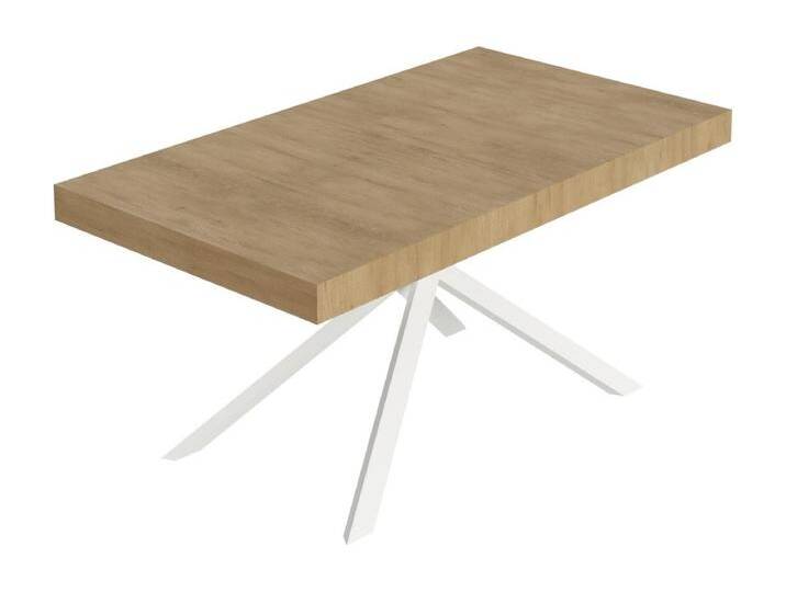 Niket Ausziehtisch 160/420x90 cm Natur-Eiche weiße Beine von Kauf-Unique Marketplace