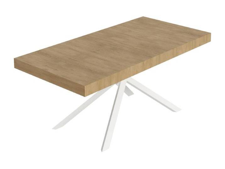 Niket Ausziehtisch 200/304x90 cm Natur-Eiche weiße Beine von Kauf-Unique Marketplace