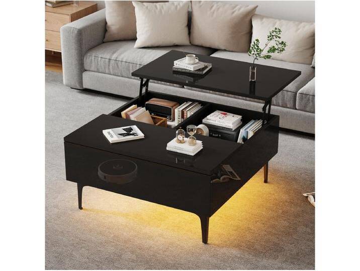Noir Couchtisch - Couchtisch mit LED-Beleuchtung und 1 Schublade - höhenverstellbar - für wohnzimmer von Kauf-Unique Marketplace