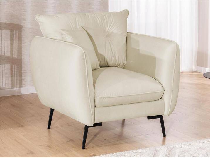 Nordloft - Modernes Sessel aus Beige Samt-Stoff mit Hohen Schwarzen Metallfüßen und schöner Sitzkomfort Nordloft - Modernes Sessel aus Beige Samt-Stoff mit Hohen Schwarzen Metallfüßen und schöner Sitzkomfort von Kauf-Unique Marketplace
