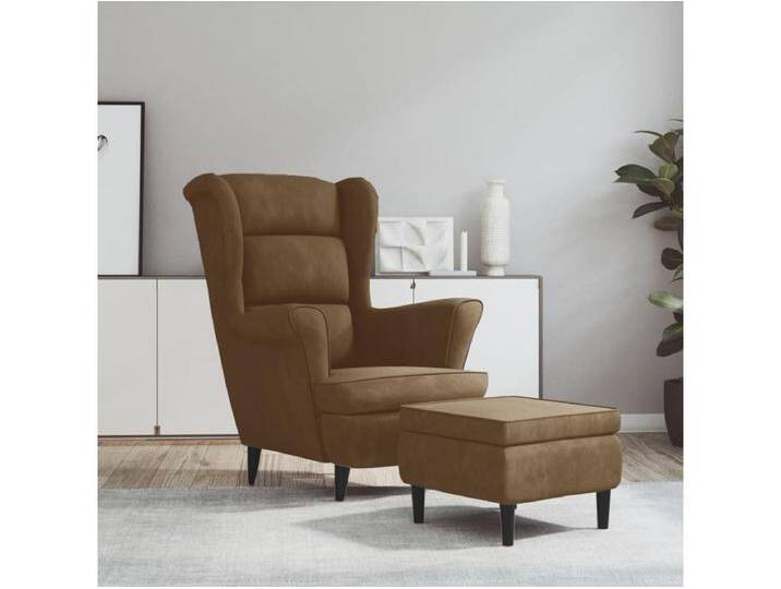 Ohrensessel mit Hocker Braun Samt Ohrensessel mit Hocker Braun Samt von Kauf-Unique Marketplace