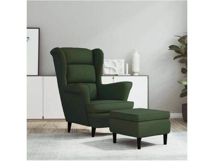 Ohrensessel mit Hocker Dunkelgrün Samt von Kauf-Unique Marketplace