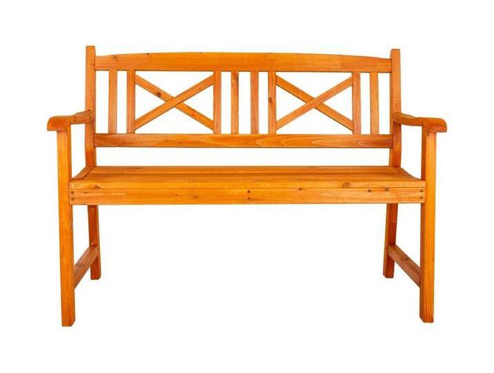 Orangefarbene Holzbank 120x60x90h cm von Kauf-Unique Marketplace