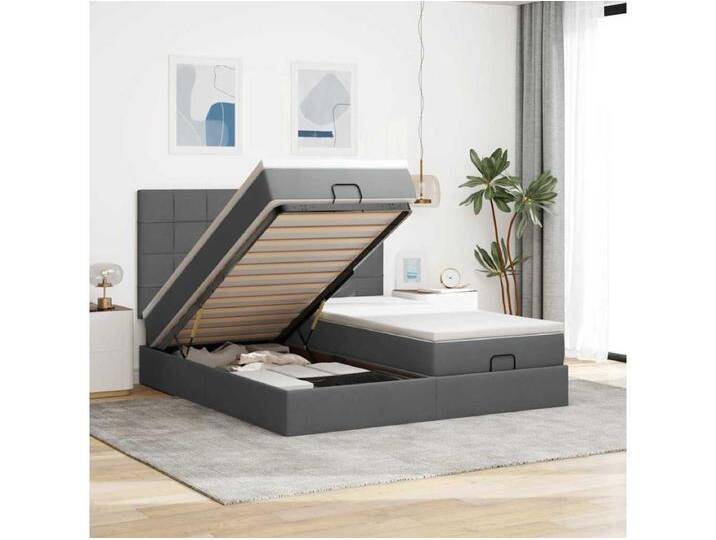 Ottoman-Bett mit Matratzen Dunkelgrau 180x200 cm Stoff von Kauf-Unique Marketplace