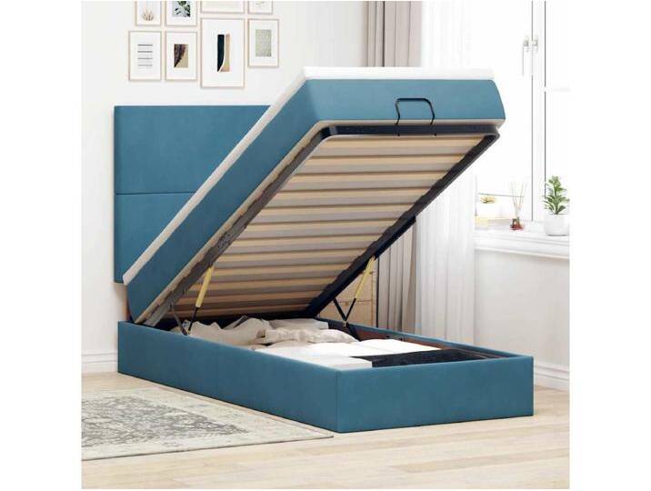 Ottoman-Bett mit Matratzen & LEDs Dunkelblau 100x200 cm Samt von Kauf-Unique Marketplace