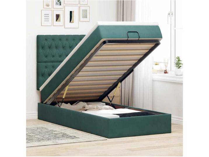 Ottoman-Bett mit Matratzen & LEDs Dunkelgrün 90x200 cm Samt von Kauf-Unique Marketplace