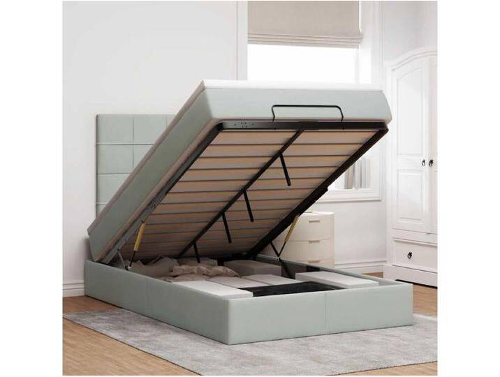 Ottoman-Bett mit Matratzen & LEDs Hellgrau 120x200 cm Samt von Kauf-Unique Marketplace