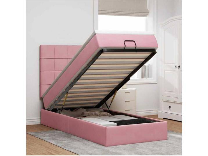 Ottoman-Bett mit Matratzen & LEDs Rosa 100x200 cm Samt von Kauf-Unique Marketplace