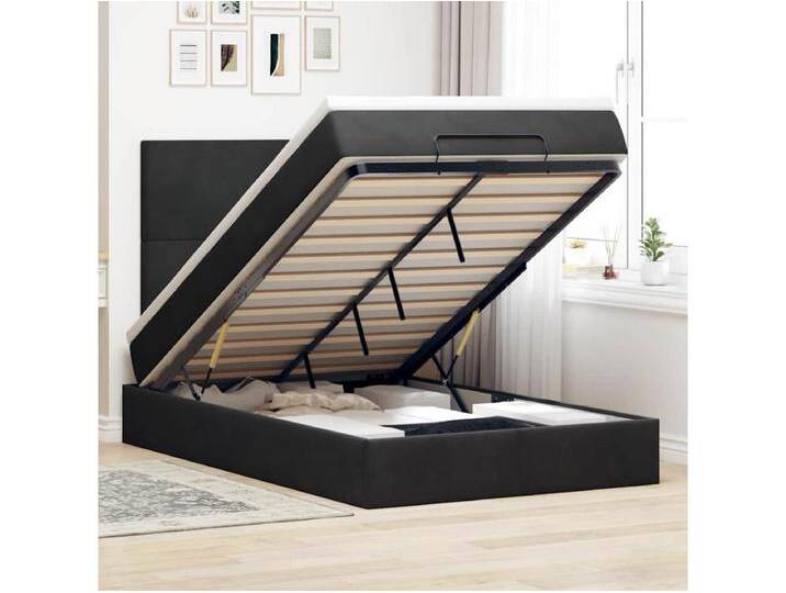 Ottoman-Bett mit Matratzen & LEDs Schwarz 120x200 cm Samt von Kauf-Unique Marketplace