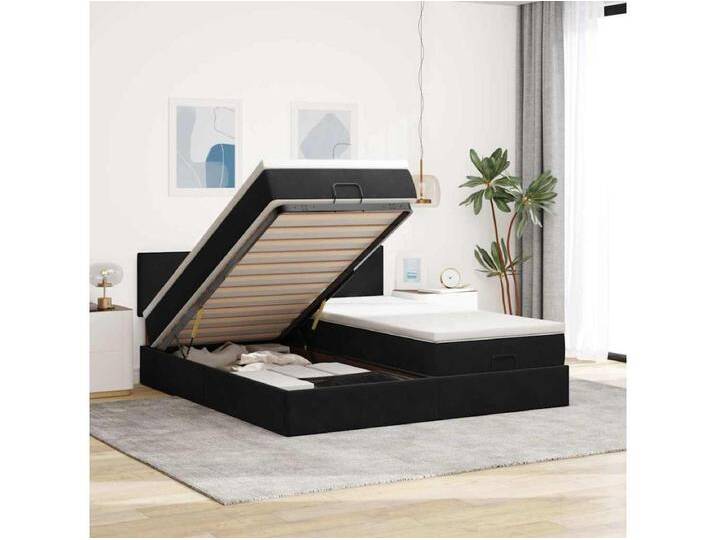 Ottoman-Bett mit Matratzen & LEDs Schwarz 200x200 cm Samt von Kauf-Unique Marketplace