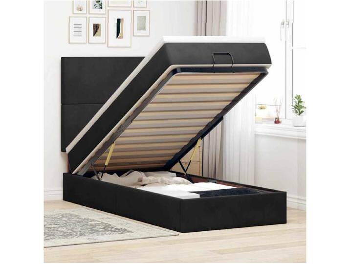 Ottoman-Bett mit Matratzen & LEDs Schwarz 90x200 cm Samt von Kauf-Unique Marketplace